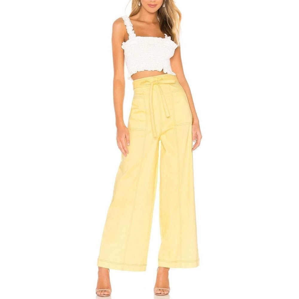 The East Order Goldie Lemon Yellow wide leg belted trouser pant NWT Womens XS